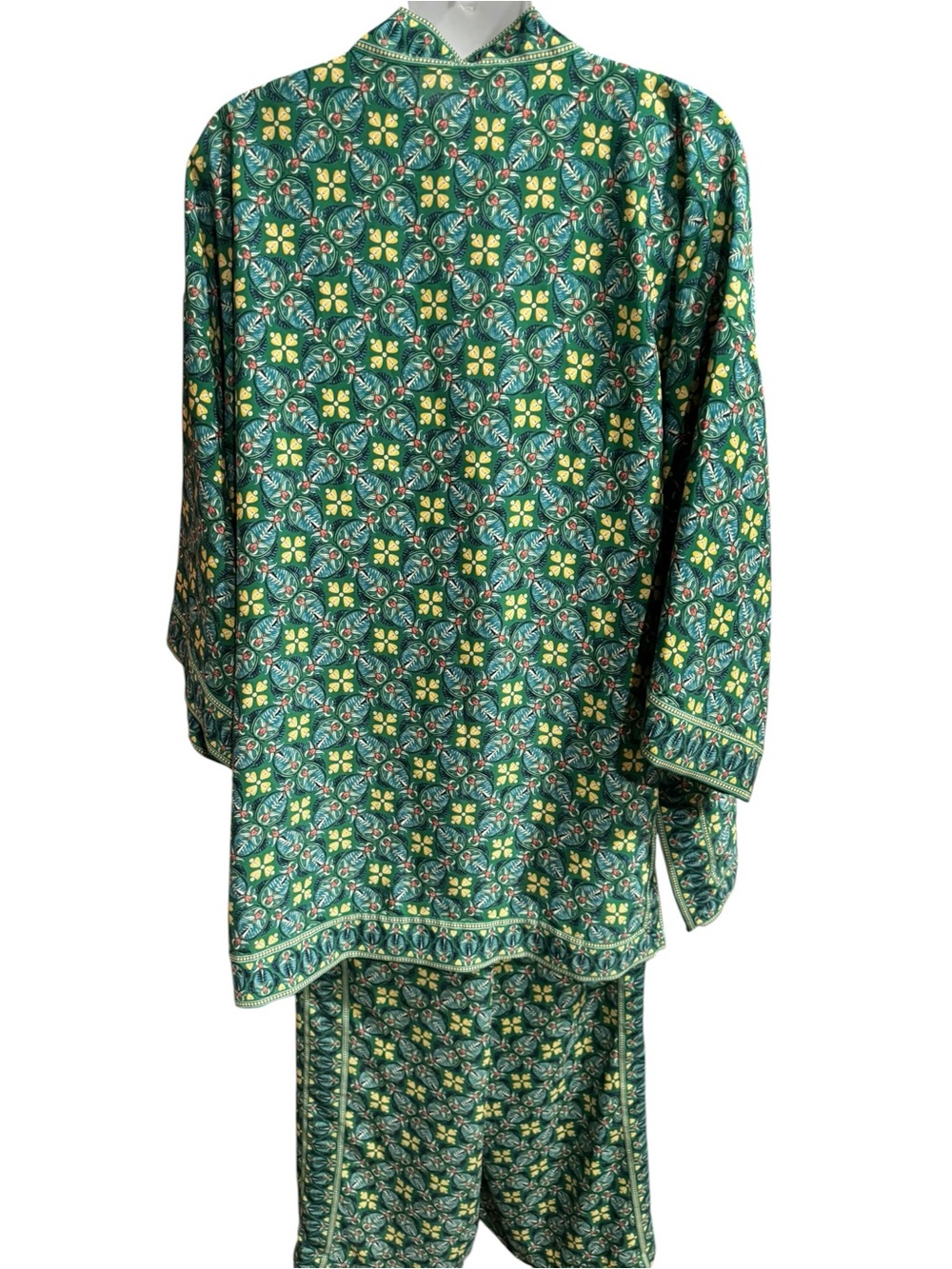 Max Studio Kimono Green Floral Wide-Leg Pants Set - Picture 5 of 11